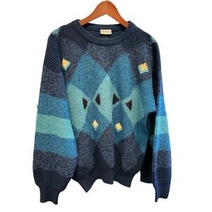 Vintage 80s 90s Fiume Wool Blend Sweater Ski Lodge Retro Knit Italy L unisex